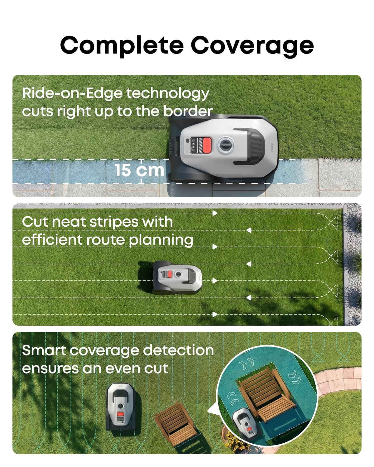 eufy C15 Robot Lawn Mower with Garage – Wire-Free AI Vision Robotic Mower for Lawns up to 5,400 sq ft - Image 7