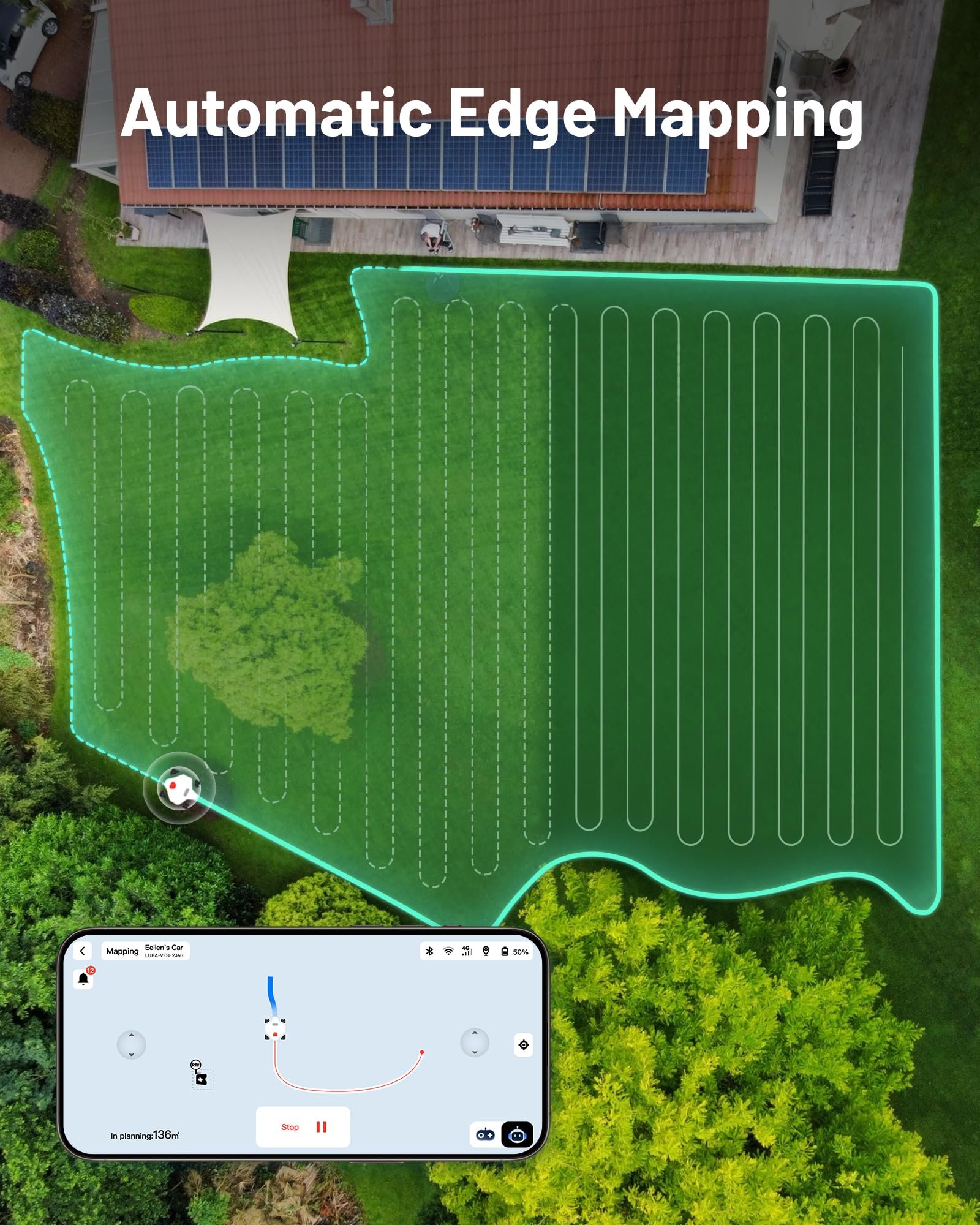 Mammotion LUBA 2 AWD 3000X Robot Lawn Mower – Wire-Free, RTK + AI Vision, for Lawns up to 0.75 Acre - Image 3