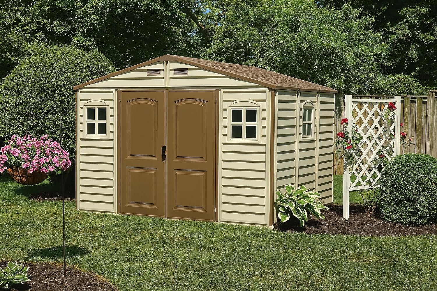 10 x 8 ft Outdoor Resin Storage Shed with Double Doors, Windows & Floor Foundation – Plastic Backyard Shed - Image 2