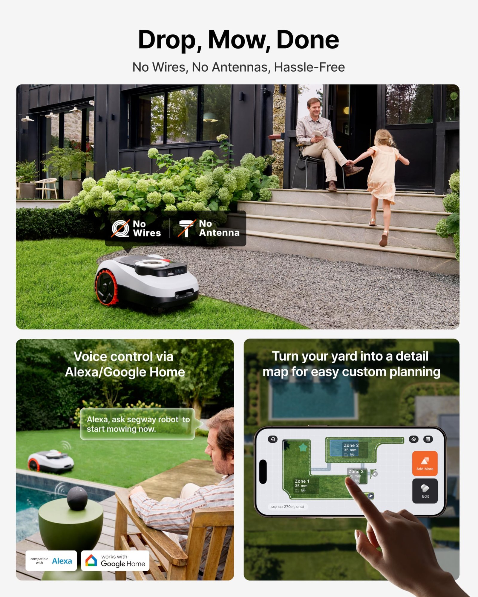 Segway Navimow i215 LiDAR Robot Lawn Mower – Wire-Free LiDAR Robotic Mower for Lawns up to 0.37 Acre - Image 2
