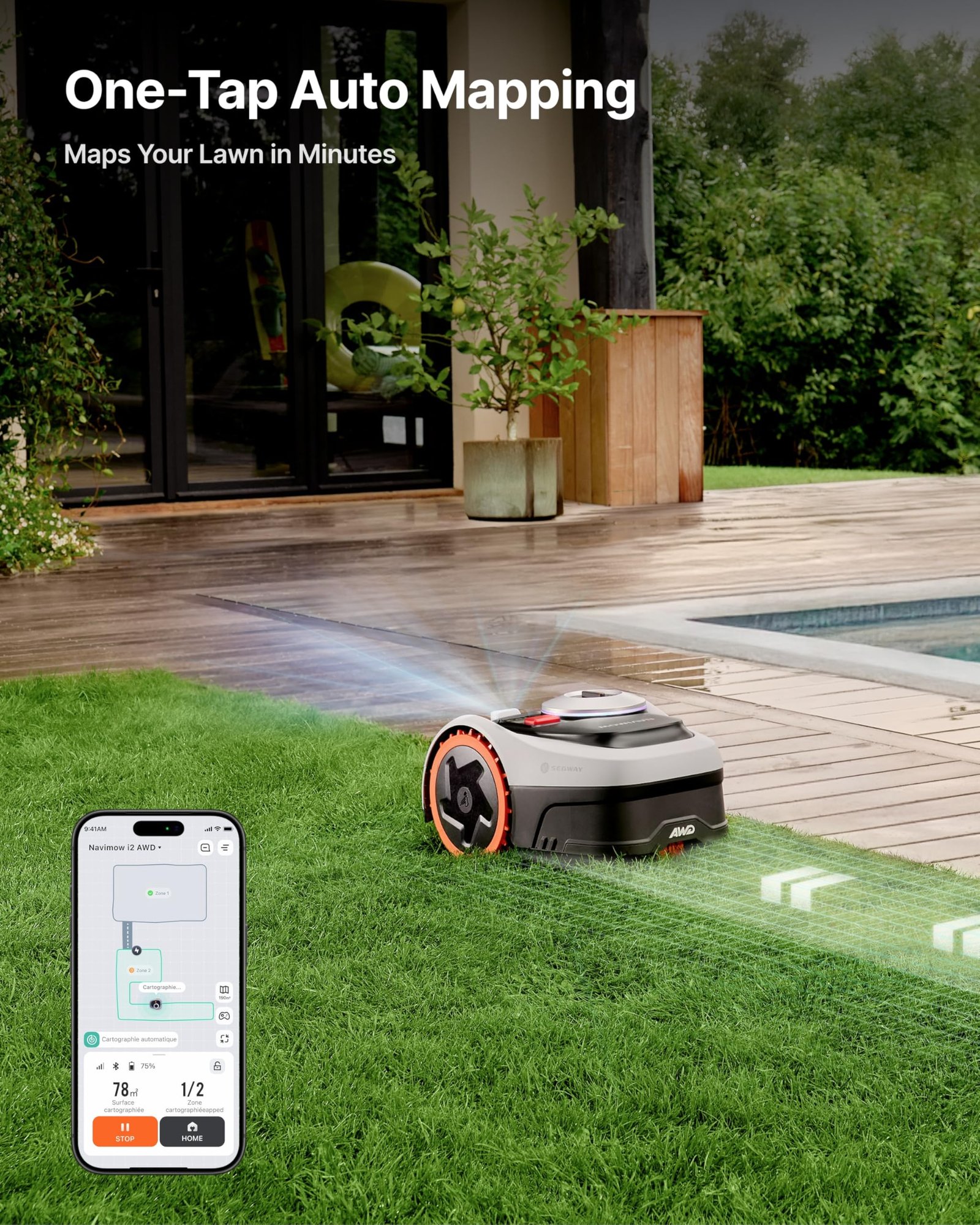 Segway Navimow i208 AWD Robot Lawn Mower – Wire-Free All-Wheel Drive Robotic Mower for Lawns up to 0.2 Acre - Image 4