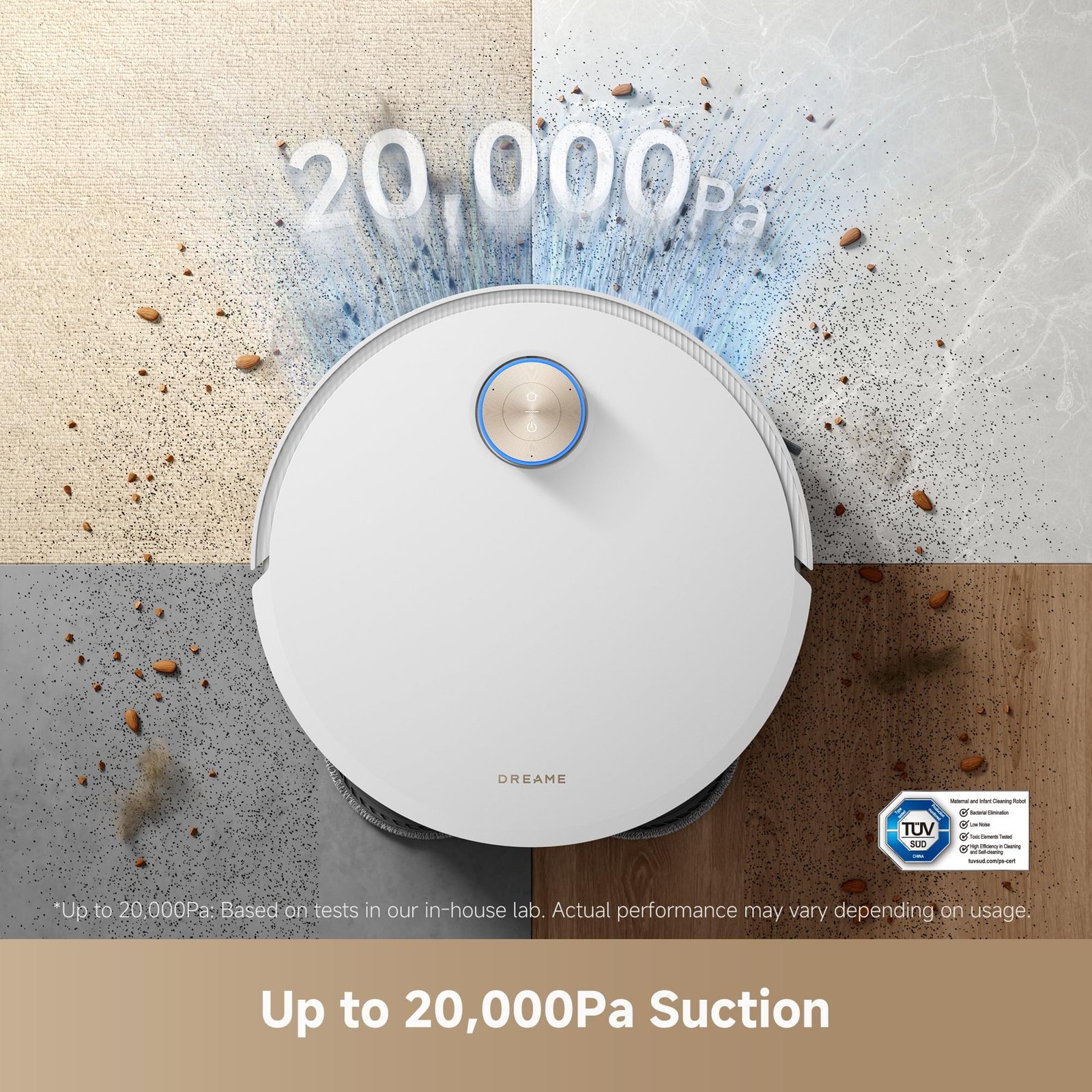 Dreame X50 Ultra Complete Robot Vacuum and Mop – 20,000Pa Suction, Self-Cleaning Hot Water Mop Base, White - Image 3
