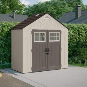 Suncast Tremont 8 x 4 ft Resin Storage Shed – Weatherproof Outdoor Plastic Shed for Backyard & Garden