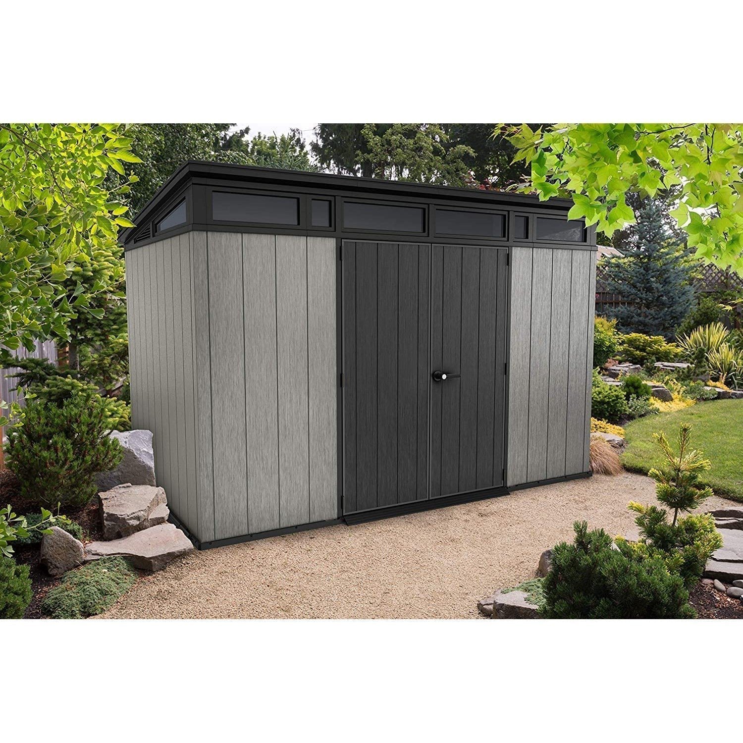 Keter Artisan 11 x 7 ft Resin Storage Shed – Heavy Duty Pent Roof Outdoor Shed, Gray - Image 2