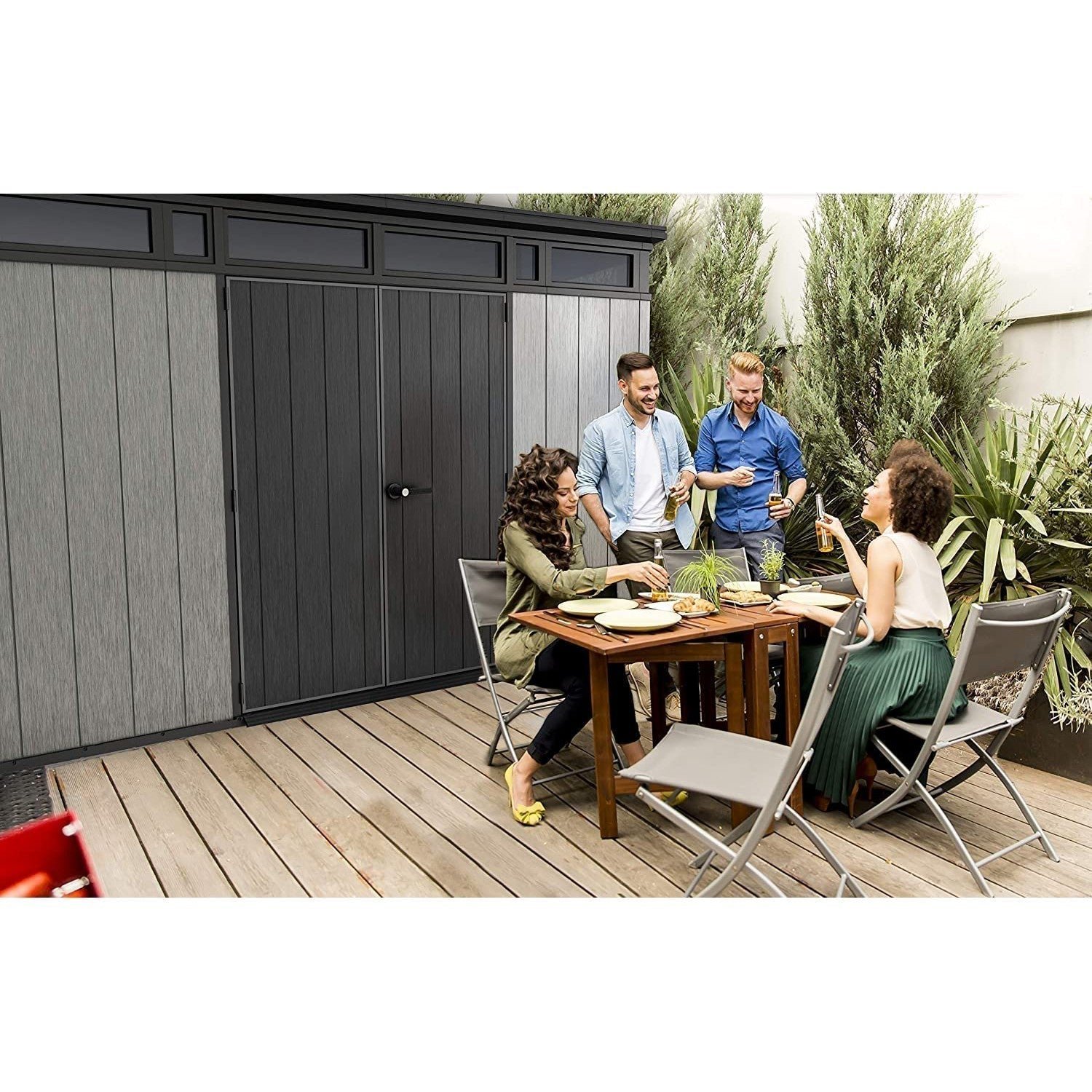 Keter Artisan 11 x 7 ft Resin Storage Shed – Heavy Duty Pent Roof Outdoor Shed, Gray - Image 8