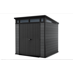 Keter Cortina 7 x 7 ft Resin Storage Shed – Heavy Duty Pent Roof Outdoor Shed, Dark Gray