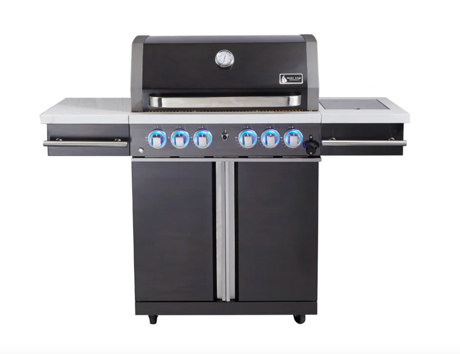 Mont Alpi Supreme 470 Carted Gas Grill – Stainless Steel 4-Burner BBQ Grill with Side Burner (S-470) - Image 2