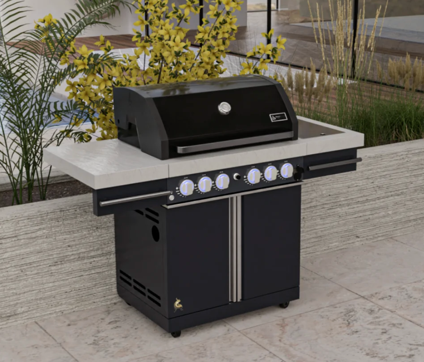 Mont Alpi Supreme 470 Carted Gas Grill – Stainless Steel 4-Burner BBQ Grill with Side Burner (S-470) - Image 4