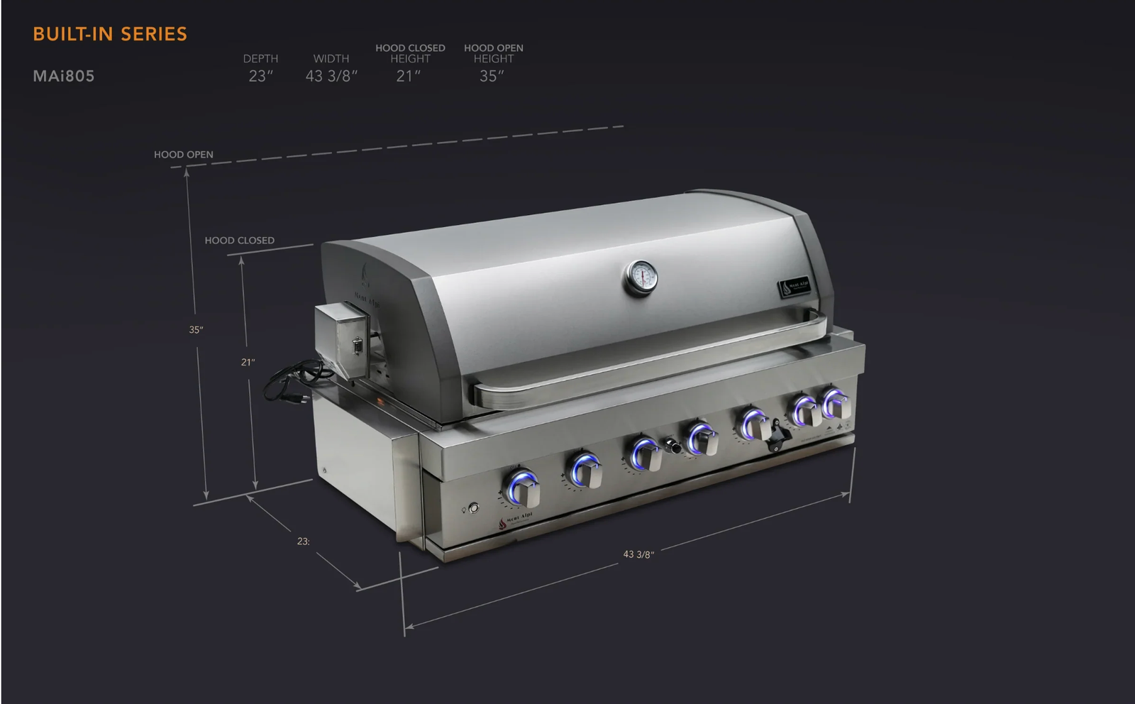 Mont Alpi 805 Built-In Gas Grill – 6-Burner Stainless Steel Outdoor Kitchen BBQ Grill (MABi805) - Image 3