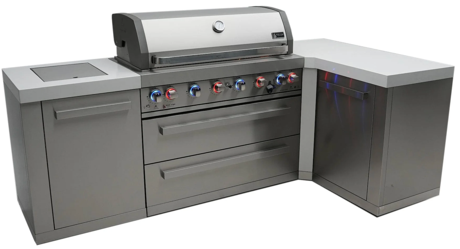 Mont Alpi 805 Outdoor Kitchen Island with 90° Corner – 6-Burner Stainless Steel Gas Grill (MAi805-90C)