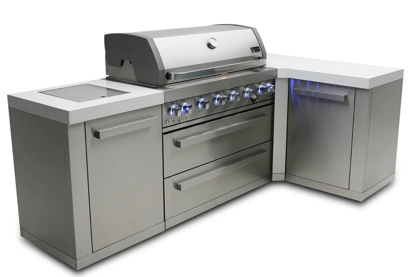 Mont Alpi 805 Outdoor Kitchen Island with 90° Corner – 6-Burner Stainless Steel Gas Grill (MAi805-90C) - Image 2