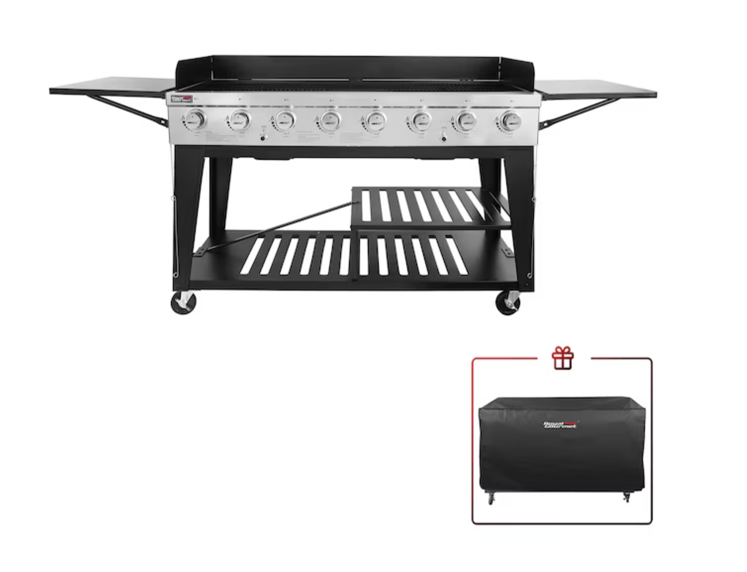 Royal Gourmet GB8000C 8-Burner Propane Gas Griddle – Large Flat Top Grill for Outdoor Cooking, Black