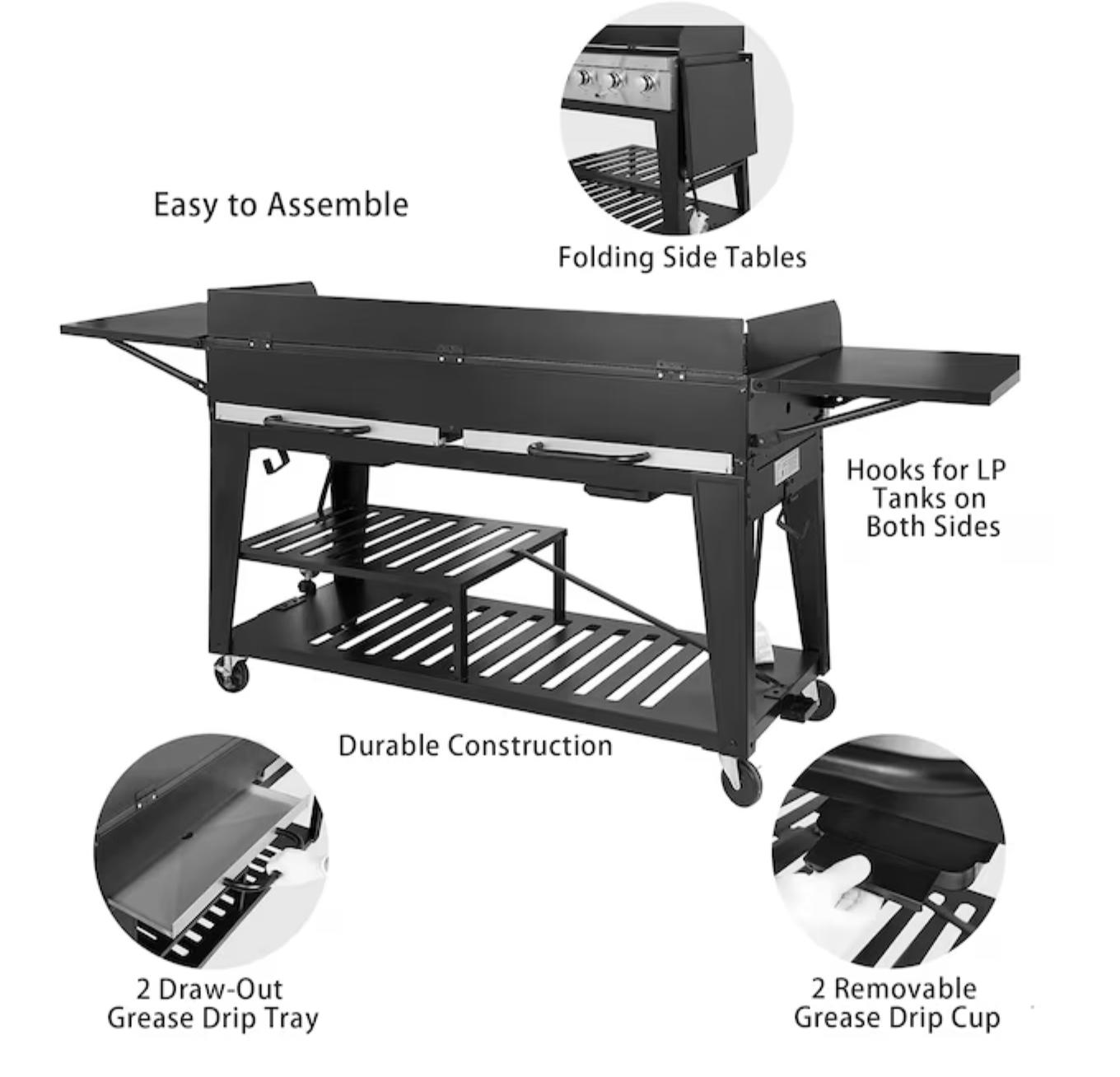 Royal Gourmet GB8000C 8-Burner Propane Gas Griddle – Large Flat Top Grill for Outdoor Cooking, Black - Image 2