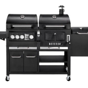 Large Gas and Charcoal Combo Grill with Side Burner & Offset Smoker – Dual Fuel Outdoor BBQ Grill