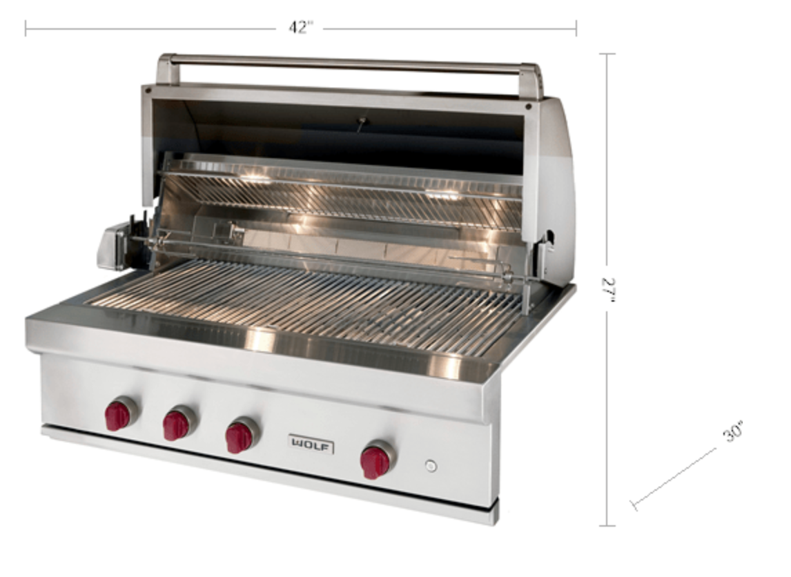 Wolf OG42 42 in Outdoor Gas Grill – Stainless Steel Built-In or Freestanding Premium BBQ Grill