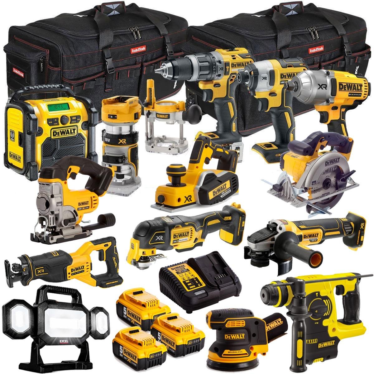 DEWALT 20V MAX XR 14 Tool Combo Kit with 3 x 5.0Ah Batteries & Charger – Drill, Impact Driver, Rotary Hammer (T4TKIT-488)