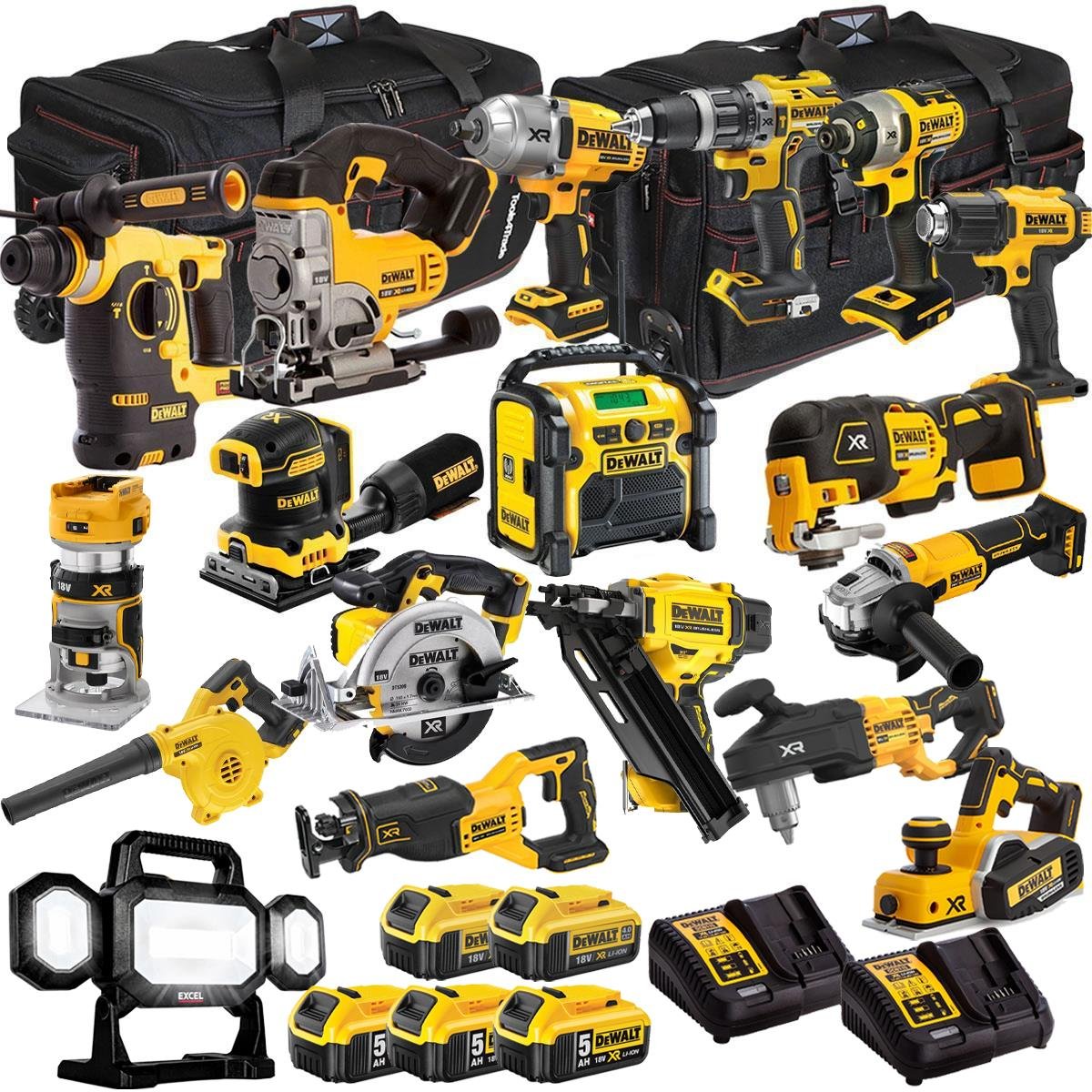 DEWALT 20V MAX XR 18 Tool Combo Kit with 5 Batteries & Charger – Cordless Power Tool Set (T4TKIT-1311)