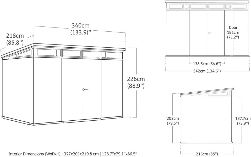 Keter Cortina 11 x 7 ft Resin Storage Shed – Heavy Duty Pent Roof Outdoor Shed, Dark Gray - Image 3
