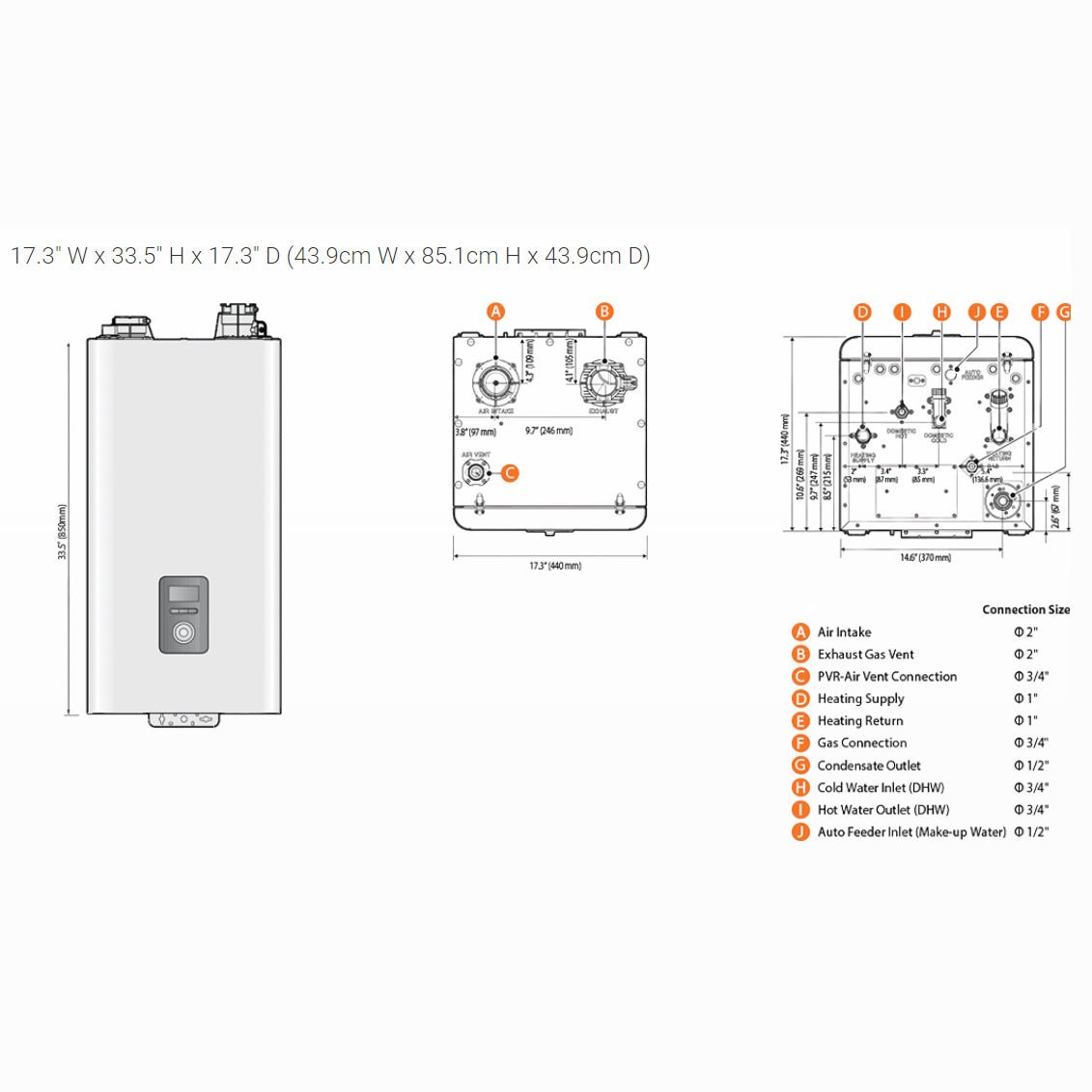 Navien NFC-250/200H Fire Tube Condensing Combi Boiler – 199,900 BTU DHW / 210,000 BTU Heating - Image 3