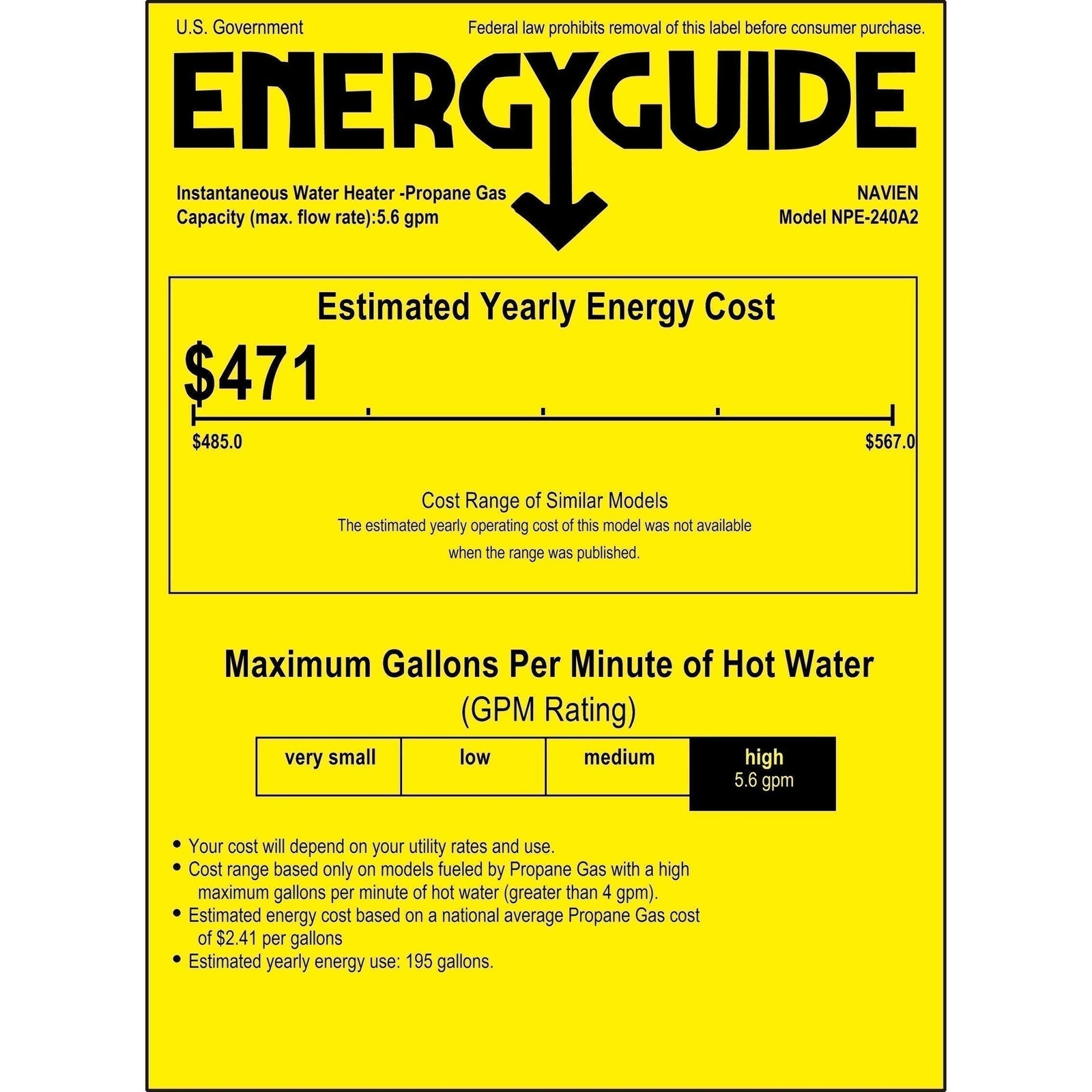 Navien NPE-240A2 Condensing Tankless Water Heater – 199,000 BTU, 11.2 GPM, Natural Gas & Propane - Image 8