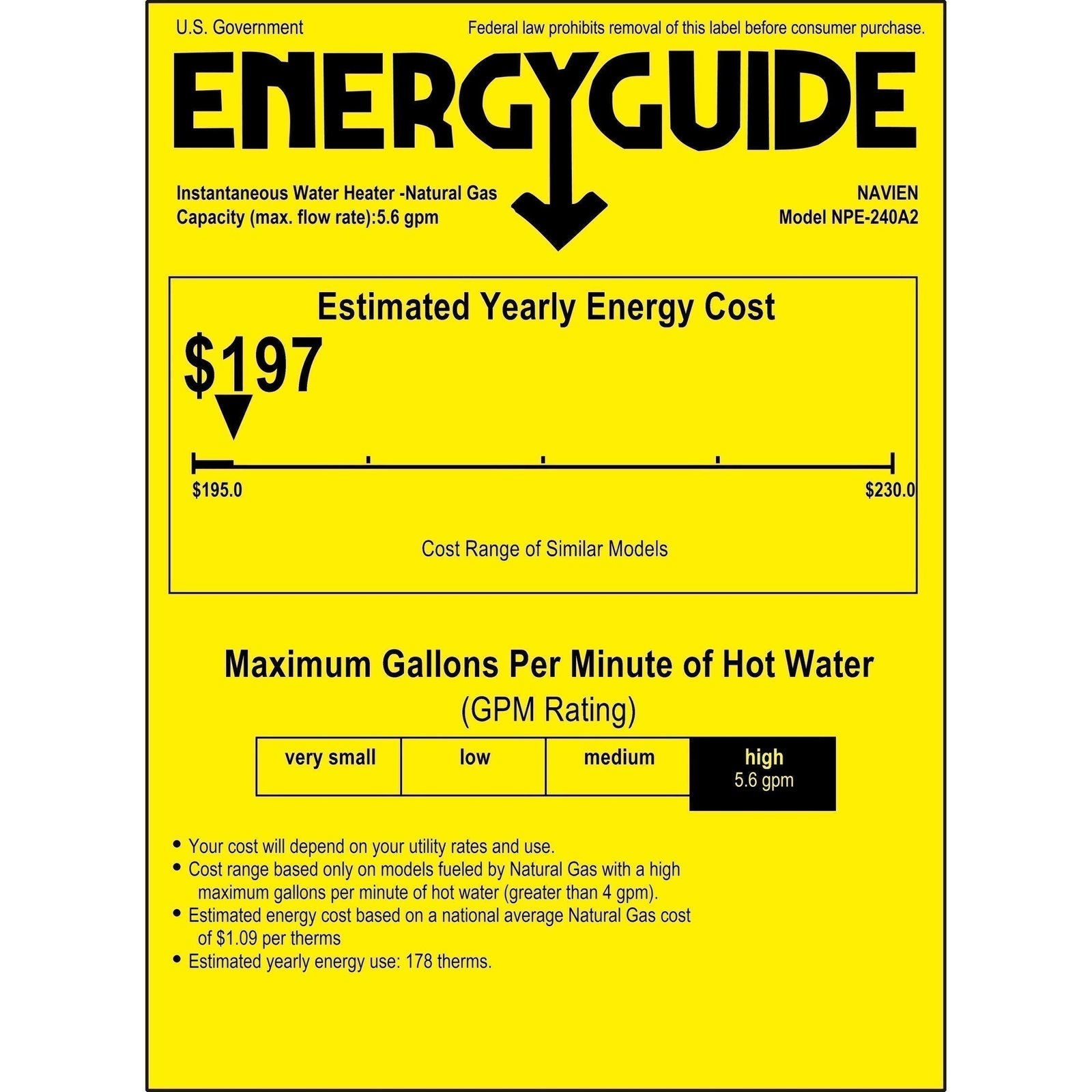 Navien NPE-240A2 Condensing Tankless Water Heater – 199,000 BTU, 11.2 GPM, Natural Gas & Propane - Image 7