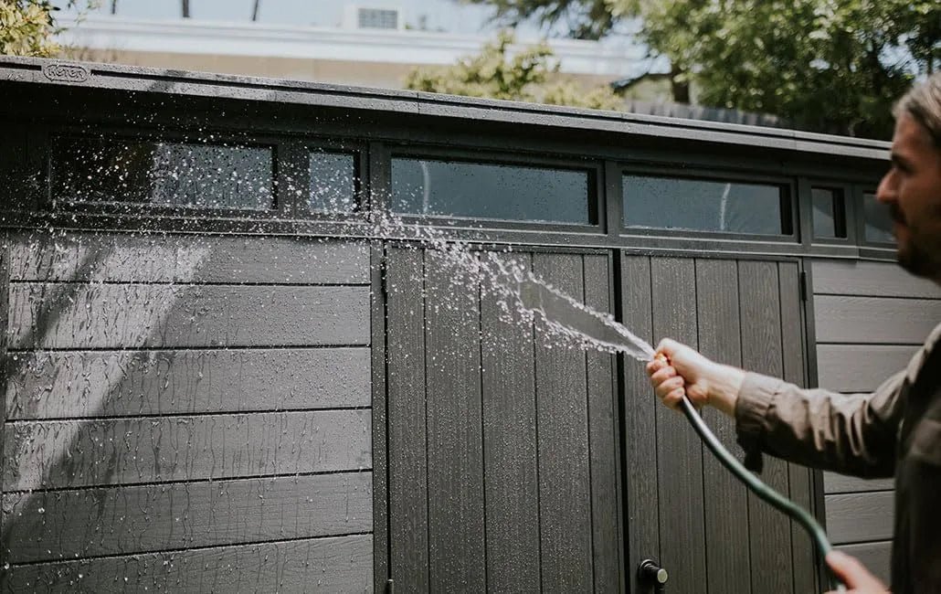 Keter Cortina 11 x 7 ft Resin Storage Shed – Heavy Duty Pent Roof Outdoor Shed, Dark Gray - Image 5