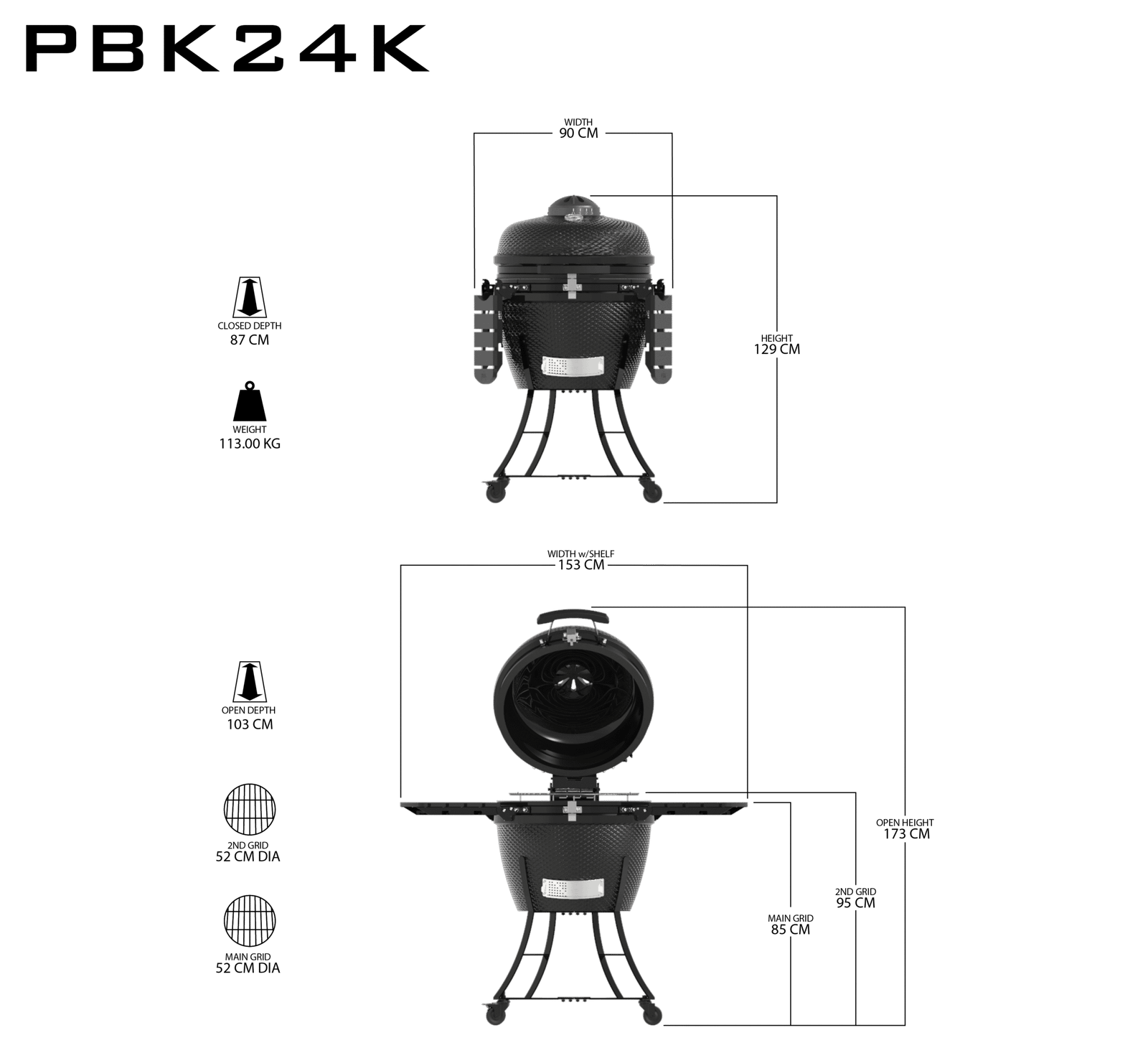 Pit Boss K24 Ceramic Kamado BBQ 60cm - Black with Cover - Image 8