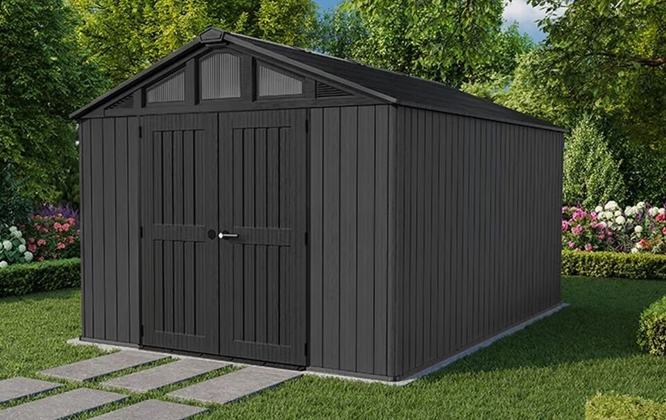 Keter Stronghold 10 x 15 ft Resin Storage Shed – Large Heavy Duty Outdoor Plastic Shed, Gray - Image 3